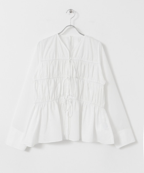 SENSE OF PLACE by URBAN RESEARCH（センスオブプレイスバイアーバンリサーチ）の「リボンディテールブラウス（シャツ/ブラウス・レディース・ブラック/ライトブルー/オフホワイト・ONE）」の15枚目の写真