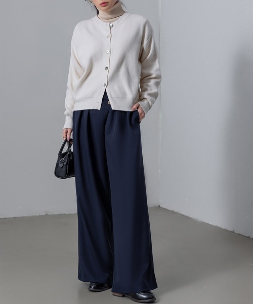 DAY CLOSET(デイ クローゼット)の「【2WAY/穿くだけスラリ】クロス風きれいめエフォートレス ワイドタックパンツ レディース(スラックス・レディース・ライトグレー/ネイビー/ライトオリーブ/ベージュ/ブラック・L/M)」の18枚目の写真