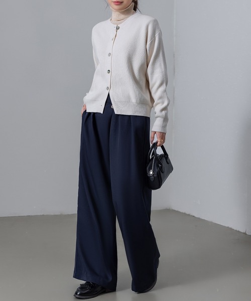 DAY CLOSET(デイ クローゼット)の「【2WAY/穿くだけスラリ】クロス風きれいめエフォートレス ワイドタックパンツ レディース(スラックス・レディース・ライトグレー/ネイビー/ライトオリーブ/ベージュ/ブラック・L/M)」の19枚目の写真