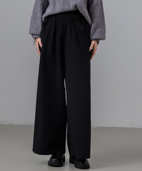 DAY CLOSET(デイ クローゼット)の「【2WAY/穿くだけスラリ】クロス風きれいめエフォートレス ワイドタックパンツ レディース(スラックス・レディース・ライトグレー/ネイビー/ライトオリーブ/ベージュ/ブラック・L/M)」の6枚目の写真