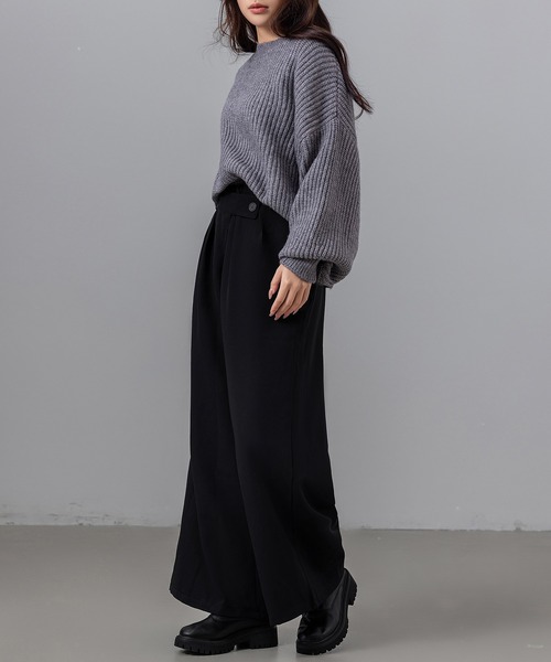 DAY CLOSET(デイ クローゼット)の「【2WAY/穿くだけスラリ】クロス風きれいめエフォートレス ワイドタックパンツ レディース(スラックス・レディース・ライトグレー/ネイビー/ライトオリーブ/ベージュ/ブラック・L/M)」の8枚目の写真