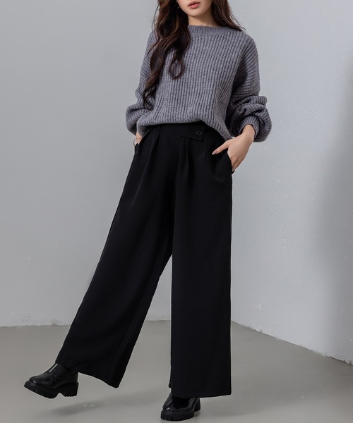 DAY CLOSET(デイ クローゼット)の「【2WAY/穿くだけスラリ】クロス風きれいめエフォートレス ワイドタックパンツ レディース(スラックス・レディース・ライトグレー/ネイビー/ライトオリーブ/ベージュ/ブラック・L/M)」の10枚目の写真