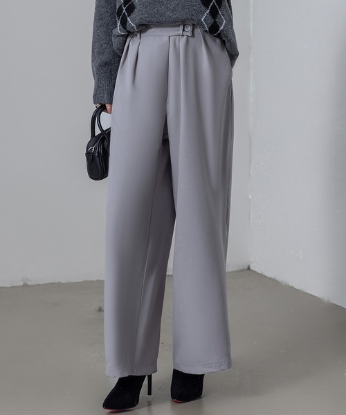 DAY CLOSET(デイ クローゼット)の「【2WAY/穿くだけスラリ】クロス風きれいめエフォートレス ワイドタックパンツ レディース(スラックス・レディース・ライトグレー/ネイビー/ライトオリーブ/ベージュ/ブラック・L/M)」の11枚目の写真