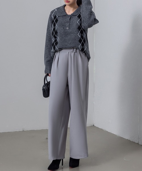 DAY CLOSET(デイ クローゼット)の「【2WAY/穿くだけスラリ】クロス風きれいめエフォートレス ワイドタックパンツ レディース(スラックス・レディース・ライトグレー/ネイビー/ライトオリーブ/ベージュ/ブラック・L/M)」の12枚目の写真