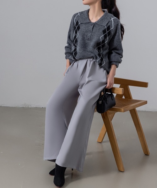 DAY CLOSET(デイ クローゼット)の「【2WAY/穿くだけスラリ】クロス風きれいめエフォートレス ワイドタックパンツ レディース(スラックス・レディース・ライトグレー/ネイビー/ライトオリーブ/ベージュ/ブラック・L/M)」の14枚目の写真