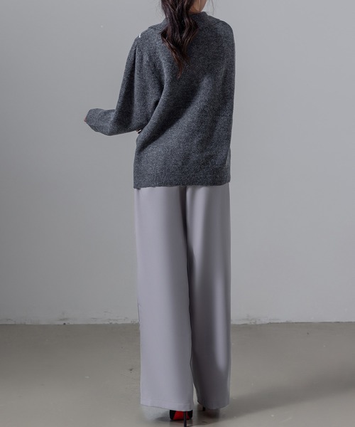 DAY CLOSET(デイ クローゼット)の「【2WAY/穿くだけスラリ】クロス風きれいめエフォートレス ワイドタックパンツ レディース(スラックス・レディース・ライトグレー/ネイビー/ライトオリーブ/ベージュ/ブラック・L/M)」の15枚目の写真