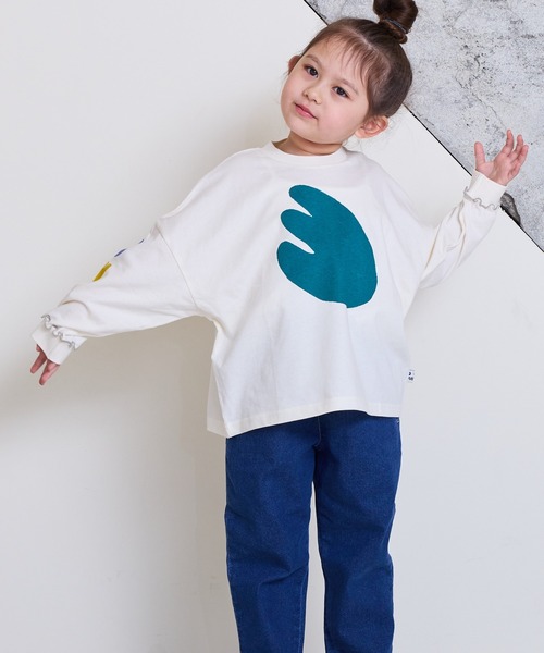 MARKEY'S（マーキーズ）の「ソデリブビックロンT（Tシャツ/カットソー・キッズ・オフホワイト/イエロー/アイボリー/グレー・100/120/110/90/140/130）」の12枚目の写真