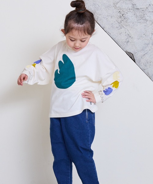 MARKEY'S（マーキーズ）の「ソデリブビックロンT（Tシャツ/カットソー・キッズ・オフホワイト/イエロー/アイボリー/グレー・100/120/110/90/140/130）」の13枚目の写真