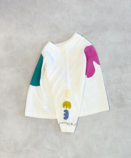 MARKEY'S（マーキーズ）の「ソデリブビックロンT（Tシャツ/カットソー・キッズ・オフホワイト/イエロー/アイボリー/グレー・100/120/110/90/140/130）」の8枚目の写真