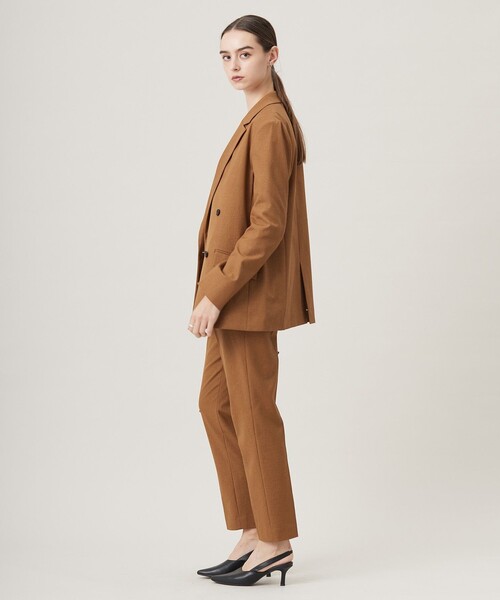 美品✨ICB カシミヤ混 ウールリバージャケット ダブルブレスト キャメル S アイシービー ICB ウール2WAYストレッチ ダブルブレストジャケット