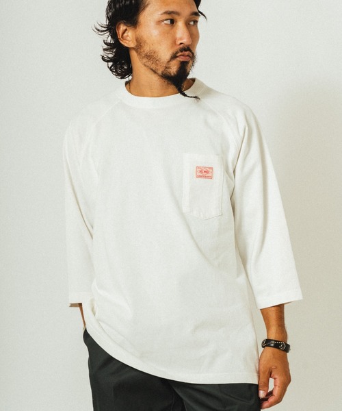 BIG MIKE(ビッグマイク)の「BIG MIKE ビックマイク/ ヘビーウエイト サングラスポケット クォータースリーブ 7分袖Tシャツ //// 102518740 102538740(Tシャツ/カットソー・メンズ・グリーン系その他/スミクロ/ホワイト/ナチュラル/アッシュ/チャコールグレー・MEDIUM/LARGE/X-LARGE)」の1枚目の写真