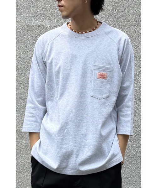 BIG MIKE(ビッグマイク)の「BIG MIKE ビックマイク/ ヘビーウエイト サングラスポケット クォータースリーブ 7分袖Tシャツ //// 102518740 102538740(Tシャツ/カットソー・メンズ・グリーン系その他/スミクロ/ホワイト/ナチュラル/アッシュ/チャコールグレー・MEDIUM/LARGE/X-LARGE)」の5枚目の写真