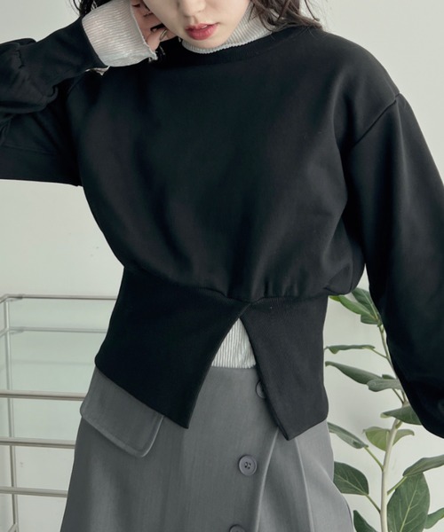 トレーナー スウェット BACK OPEN LOOSE SLEEVE TOPS レディース トレーナー スウェット オフショルダースウェット レディース