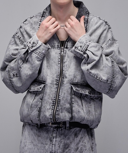 Loose/ルース(ルース)の「フェイデッド デニムジャケットブルゾン(デニムジャケット・メンズ・ブラック/ホワイト・XS/S/M/L)」の4枚目の写真