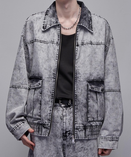Loose/ルース(ルース)の「フェイデッド デニムジャケットブルゾン(デニムジャケット・メンズ・ブラック/ホワイト・XS/S/M/L)」の5枚目の写真