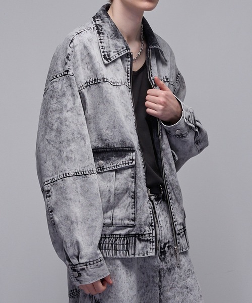 Loose/ルース(ルース)の「フェイデッド デニムジャケットブルゾン(デニムジャケット・メンズ・ブラック/ホワイト・XS/S/M/L)」の10枚目の写真
