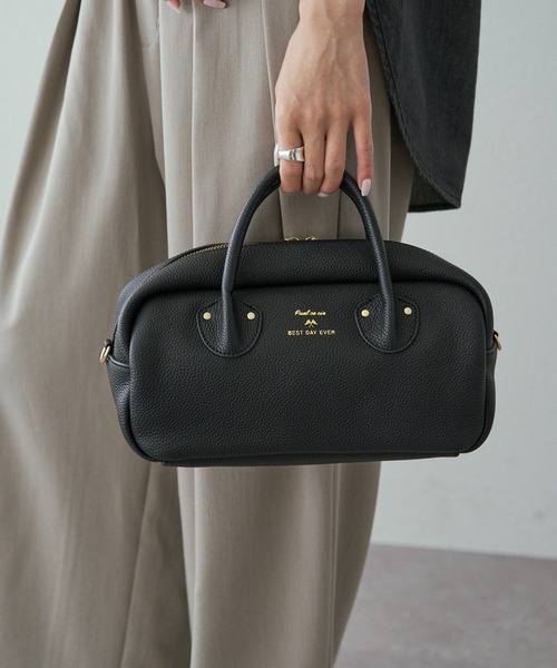 PUAL CE CIN(ピュアルセシン)の「【本革】レザー2WAYバッグ(ハンドバッグ・レディース・ブラック/オフホワイト・FREE)」の3枚目の写真