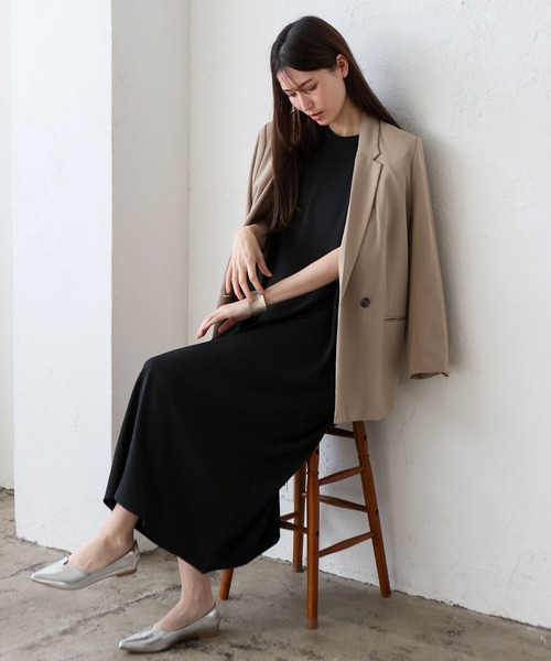 No Rule No Line(ノール-ルノーライン)の「フレンチスリーブマキシワンピ ポケット付き(ワンピース・レディース・モカ/ライトグレー/ブラック・FREE)」の14枚目の写真