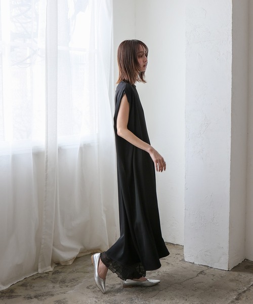 No Rule No Line(ノール-ルノーライン)の「フレンチスリーブマキシワンピ ポケット付き(ワンピース・レディース・モカ/ライトグレー/ブラック・FREE)」の22枚目の写真