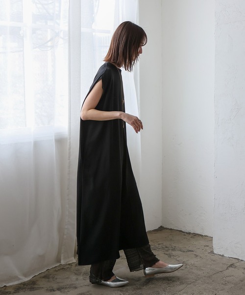 No Rule No Line(ノール-ルノーライン)の「フレンチスリーブマキシワンピ ポケット付き(ワンピース・レディース・モカ/ライトグレー/ブラック・FREE)」の21枚目の写真