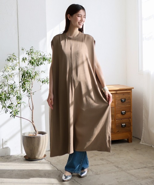 No Rule No Line(ノール-ルノーライン)の「フレンチスリーブマキシワンピ ポケット付き(ワンピース・レディース・モカ/ライトグレー/ブラック・FREE)」の12枚目の写真