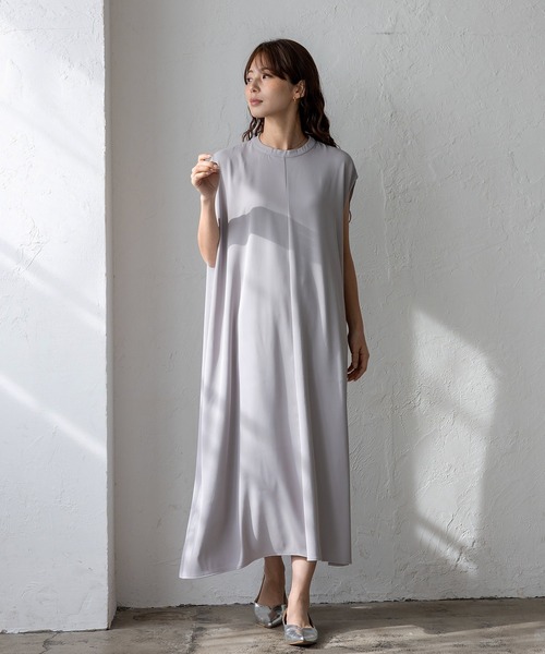 No Rule No Line(ノール-ルノーライン)の「フレンチスリーブマキシワンピ ポケット付き(ワンピース・レディース・モカ/ライトグレー/ブラック・FREE)」の8枚目の写真