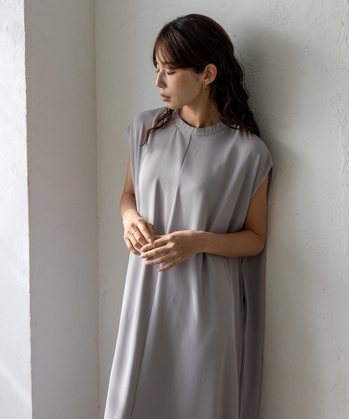 No Rule No Line(ノール-ルノーライン)の「フレンチスリーブマキシワンピ ポケット付き(ワンピース・レディース・モカ/ライトグレー/ブラック・FREE)」の9枚目の写真