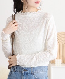 mitis 花柄シアーボトルネックロンT