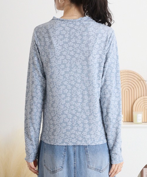 mitis(ミティス)の「mitis 花柄シアーボトルネックロンT(Tシャツ/カットソー・レディース・ブルー/ブラック/アイボリー・M)」の8枚目の写真