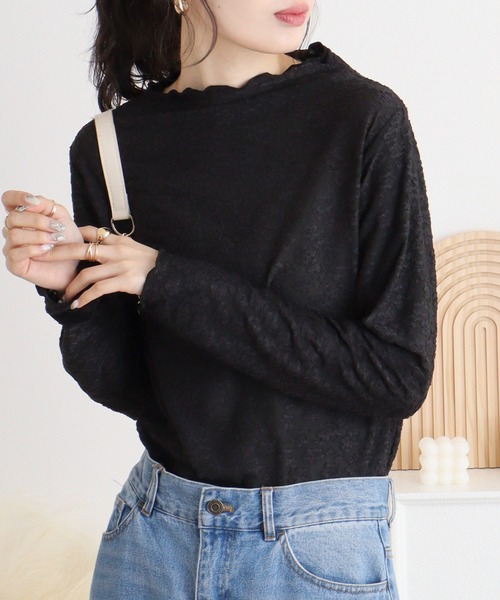 mitis(ミティス)の「mitis 花柄シアーボトルネックロンT(Tシャツ/カットソー・レディース・ブルー/ブラック/アイボリー・M)」の19枚目の写真