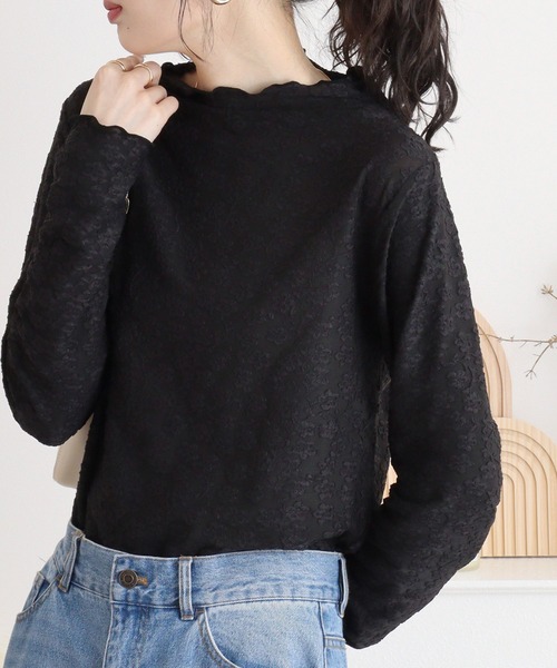 mitis(ミティス)の「mitis 花柄シアーボトルネックロンT(Tシャツ/カットソー・レディース・ブルー/ブラック/アイボリー・M)」の20枚目の写真