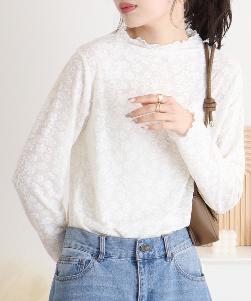 mitis(ミティス)の「mitis 花柄シアーボトルネックロンT(Tシャツ/カットソー・レディース・ブルー/ブラック/アイボリー・M)」の17枚目の写真