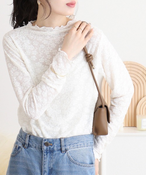 mitis(ミティス)の「mitis 花柄シアーボトルネックロンT(Tシャツ/カットソー・レディース・ブルー/ブラック/アイボリー・M)」の18枚目の写真