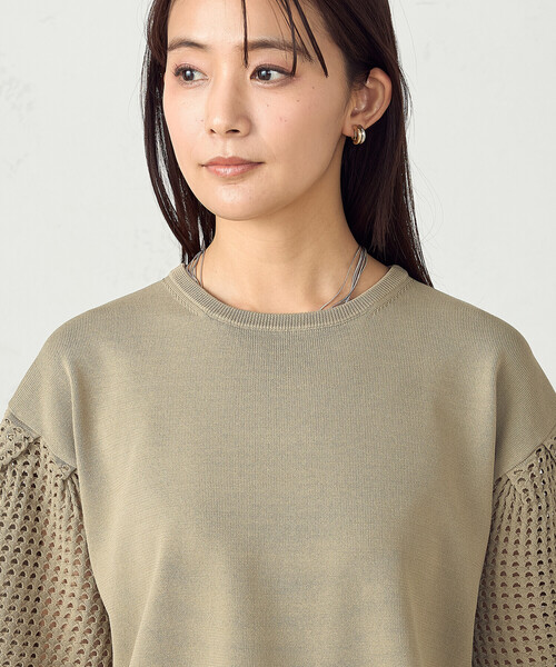 COMME CA ISM（コムサイズム）の「スクエアメッシュ フレアスリーブニット　/　セットアップ対応（ニット/セーター・レディース・ブラック/オリーブ・FREE）」の17枚目の写真