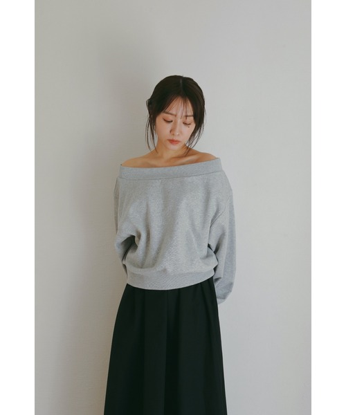 N WITH.（エヌウィズ）の「オフショルスウェット（スウェット・レディース・アイボリー/グレー・FREE）」の5枚目の写真