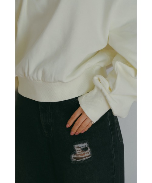 N WITH.（エヌウィズ）の「オフショルスウェット（スウェット・レディース・アイボリー/グレー・FREE）」の12枚目の写真