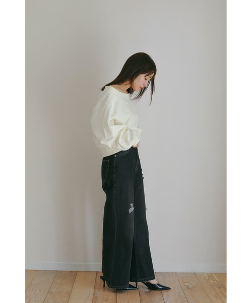 N WITH.（エヌウィズ）の「オフショルスウェット（スウェット・レディース・アイボリー/グレー・FREE）」の9枚目の写真