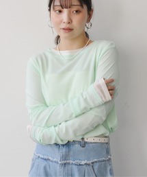 Meli rich | パワーネットクルーネックシアートップス(Tシャツ/カットソー)