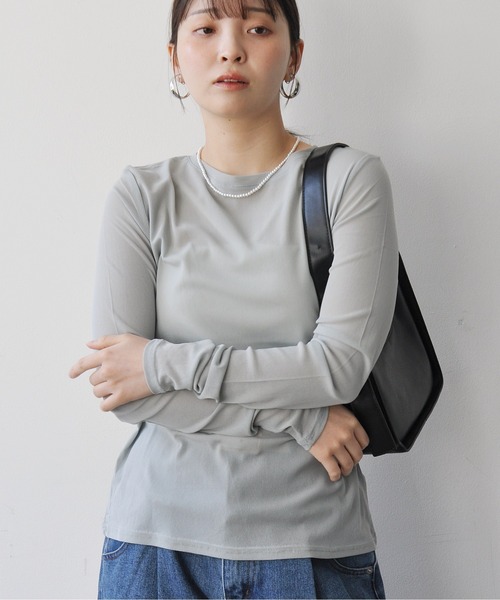 Meli rich(メリーリッチ)の「パワーネットクルーネックシアートップス(Tシャツ/カットソー・レディース・ライトグレー/ミント・FREE)」の12枚目の写真