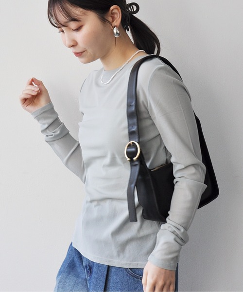 Meli rich(メリーリッチ)の「パワーネットクルーネックシアートップス(Tシャツ/カットソー・レディース・ライトグレー/ミント・FREE)」の13枚目の写真