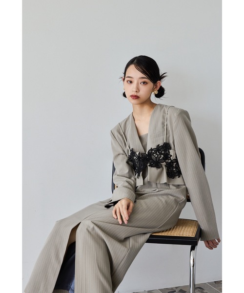 niana ANDRESD ピンストライプテーラードビスチェドレス 2点セット niana ドレス ピンストライプテーラードビスチェドレス 2点