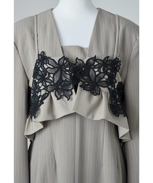★新品★ピンストライプ・テーラードビスチェドレス(ブラック） pinstripe tailored bustier dress ピンストライプテーラード