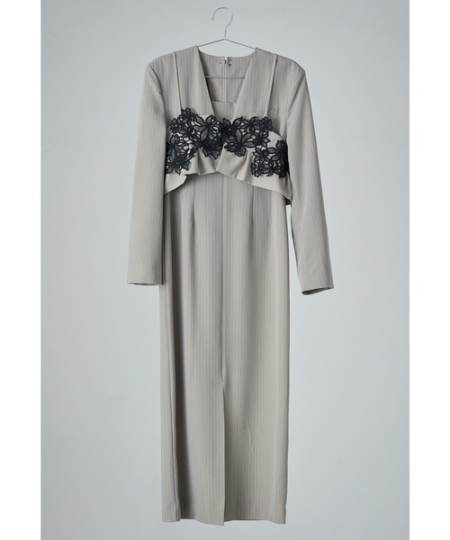 セール】ピンストライプテーラードビスチェドレス 2点セット
