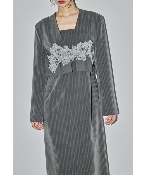 ピンストライプテーラードビスチェドレス 2点セット パーティー