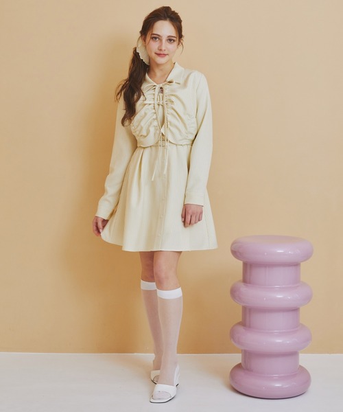 REDYAZEL(レディアゼル)の「フロントシャーリングシャツ&ストライプミニワンピースセット(ワンピース・レディース・グレー系その他/ブラック系その他/ベージュ系その他・SMALL/MEDIUM)」の16枚目の写真
