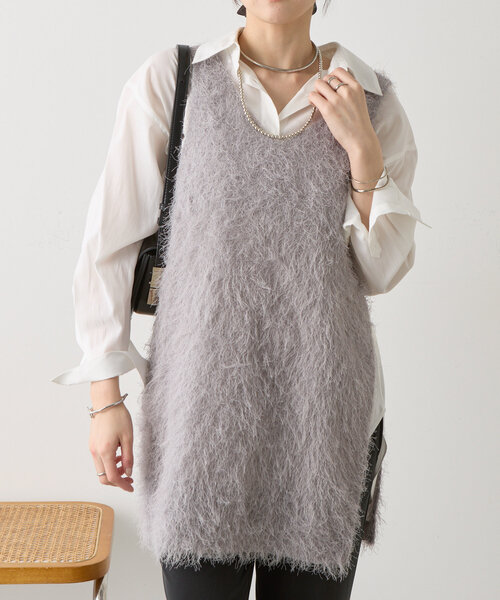 【SHENERY】ベルテッドファジートップス　グレージュ PAL GROUP OUTLET｜【SHENERY】ベルテッドファジートップス