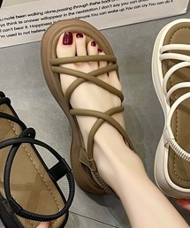 【shoes 365】マルチストラップ厚底サンダル (SS)