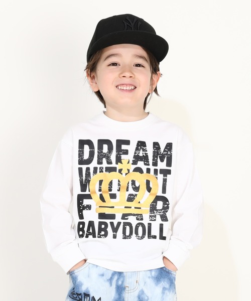 BABYDOLL（ベビードール）の「箔王冠メッセージロンT 0283K（Tシャツ/カットソー・キッズ・ホワイト/ピンク・90cm/100cm/110cm/120cm/130cm/140cm）」の4枚目の写真