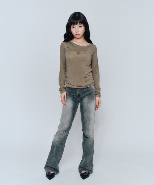 FCMM(エフシーエムエム)の「【日本限定】CROSS L/S TEE / クロスロングスリーブT(Tシャツ/カットソー・レディース・チャコール/ブラック/アイボリー・MEDIUM/SMALL)」の7枚目の写真