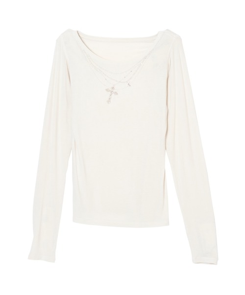 FCMM(エフシーエムエム)の「【日本限定】CROSS L/S TEE / クロスロングスリーブT(Tシャツ/カットソー・レディース・チャコール/ブラック/アイボリー・MEDIUM/SMALL)」の5枚目の写真